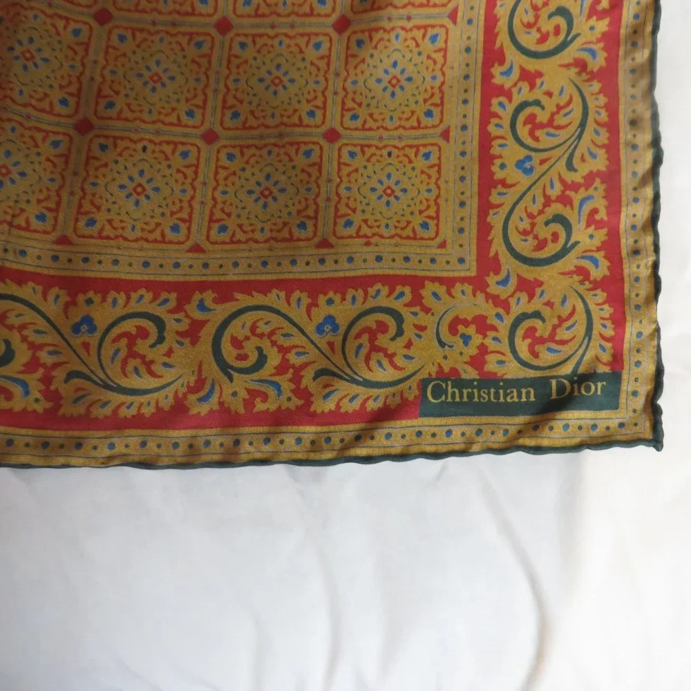 ❤️2 CHRISTIAN DIOR Pocket Square Bandana Luxurious Silk Scarf